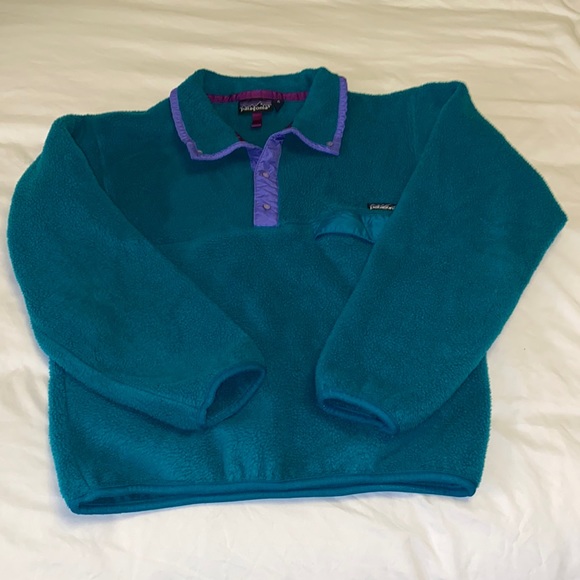 Patagonia Jackets & Blazers - Patagonia synchilla pullover vintage teal fleece snap t chest snap pocket small
